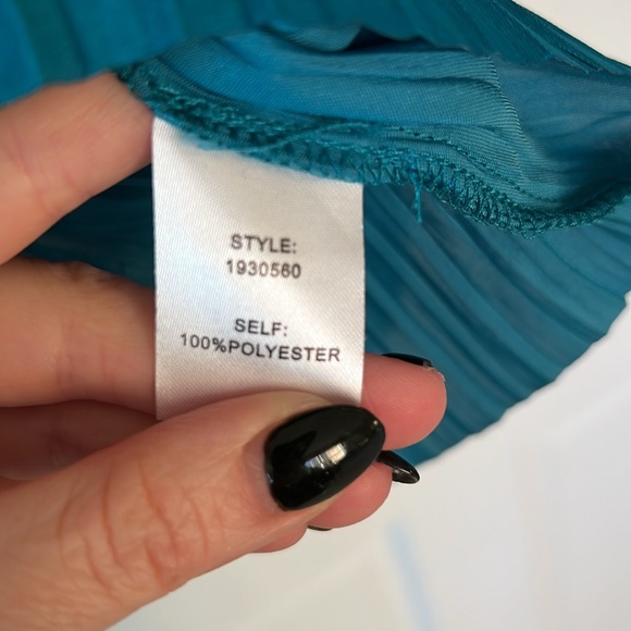 Current Air Anthropologie Satin Ruffle Pleated Cinch Waist Blouse Long Sleeve - Picture 5 of 7